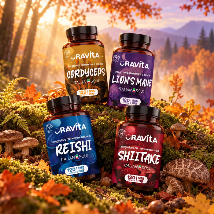 Oravita FUNGHI KIT – Système Champignons Médicinaux – Cordyceps | Reishi | Lion's Mane | Shiitake