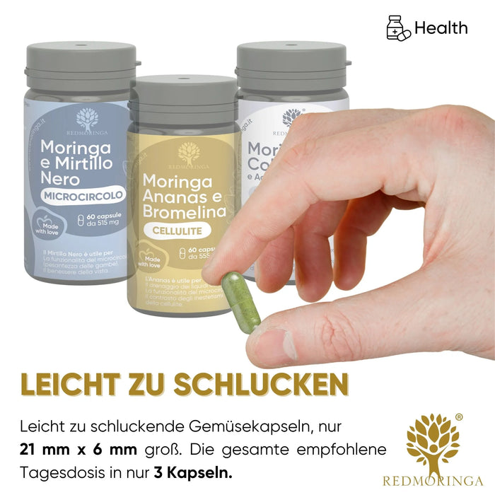 Nahrungserganzungsmittel Anti Cellulite und Drainage Strong mit Bromelain Ananas und Moringa