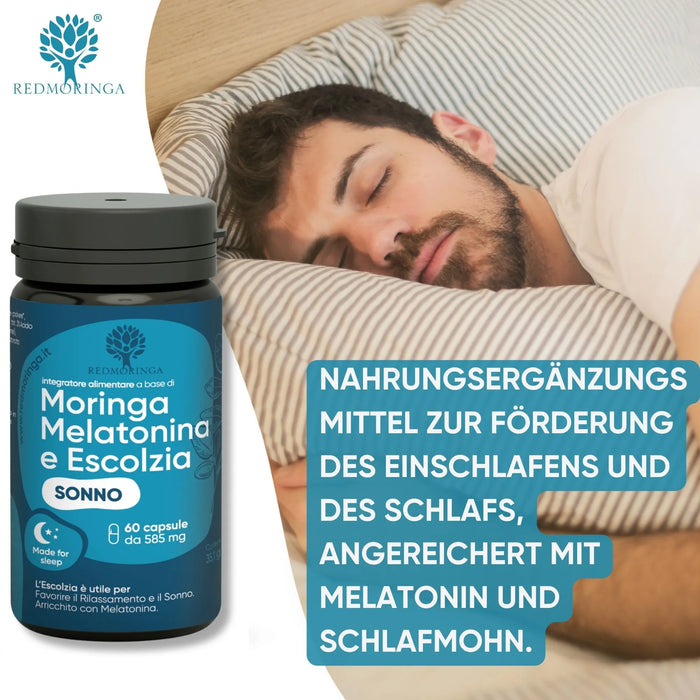 100% natürliches Entspannungs- und Schlafset | Gegen Angst und Stress mit 5-HTP aus Griffonia, Agrimony, Melatonin, Baldrian und Moringa