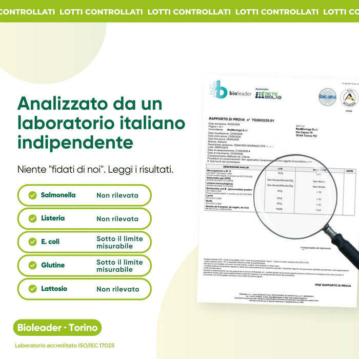 Poudre de Moringa analysée par un laboratoire italien indépendant
