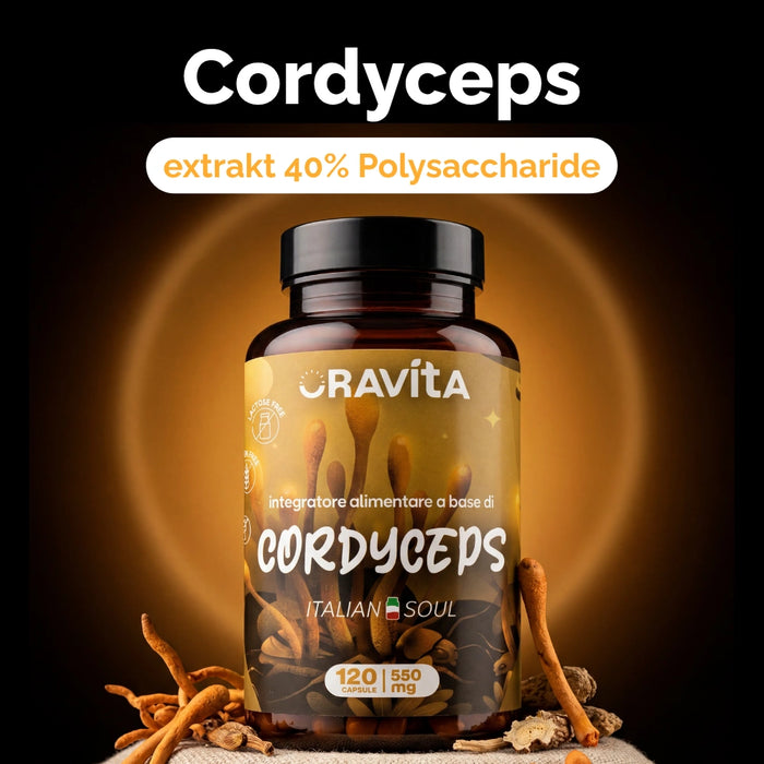 Cordyceps Kapseln ORAVità titriert auf 40% Polysaccharide – Extrakt aus dem adaptogenen Pilz der tibetischen Hochebene