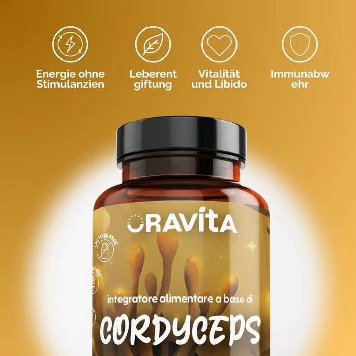 Cordyceps Kapseln ORAVità: Energie ohne Stimulanzien, Leber-Detox, Vitalität und Libido, Immunabwehr
