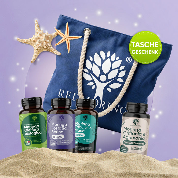 Kit Été Anti-Cortisol | Moringa Bio + Phosphatidylsérine + Benessere Mentale | Stress · Énergie · Équilibre