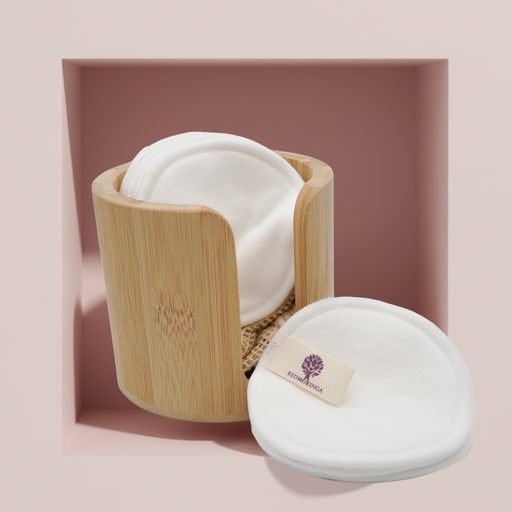 Dischetti struccanti riutilizzabili RedMoringa in cotone naturale, ideali per la rimozione delicata del trucco e una skincare sostenibile.