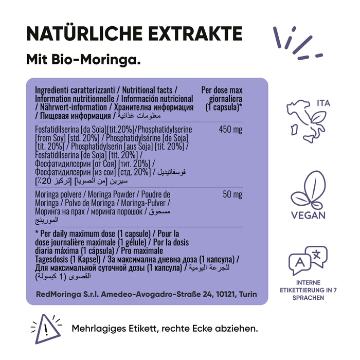 Kit Été Anti-Cortisol | Moringa Bio + Phosphatidylsérine + Benessere Mentale | Stress · Énergie · Équilibre
