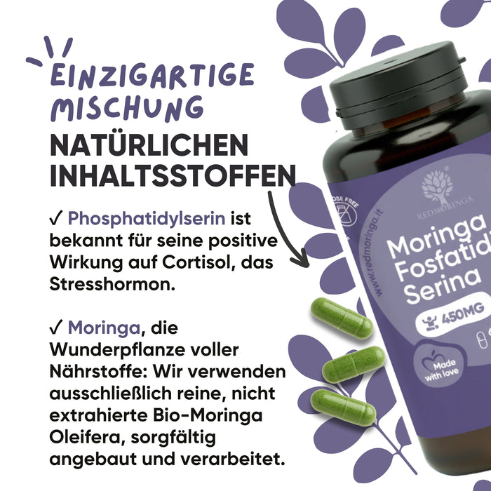 Phosphatidylsérine 450 mg + Moringa | Cortisol, stress