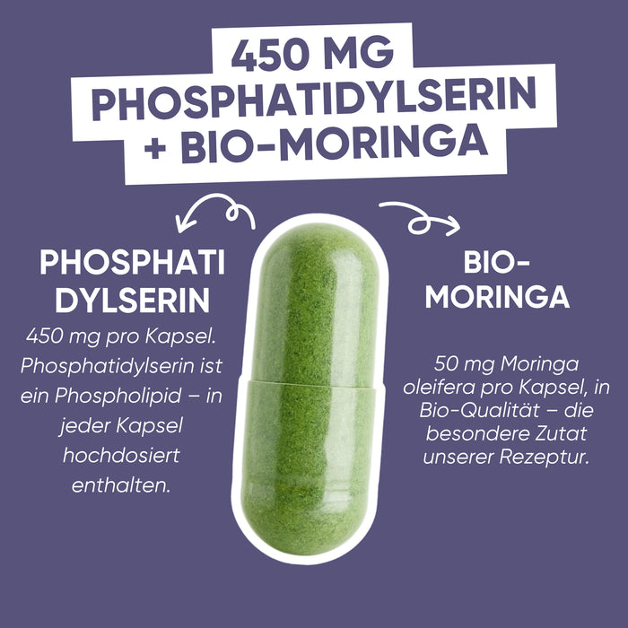 Phosphatidylsérine 450 mg + Moringa | Cortisol, stress