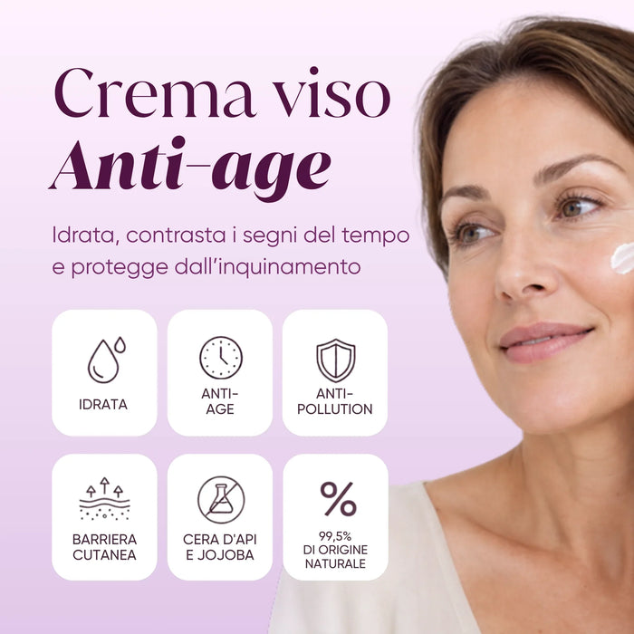 Crème visage anti-âge : hydrate, anti-pollution, barrière cutanée, 99,5 % d'origine naturelle