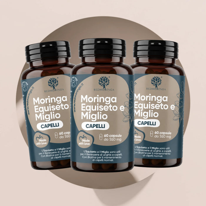 Compléments capillaires : prêle, millet, cystine, méthionine et moringa