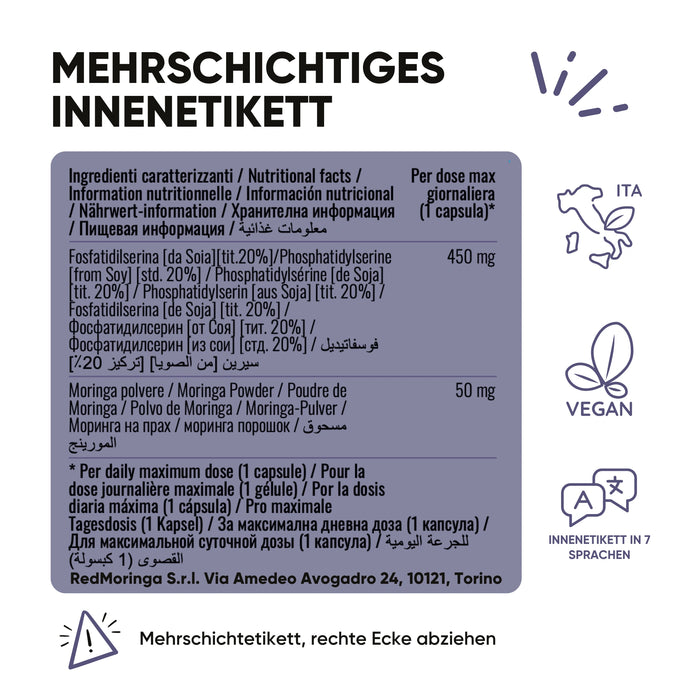 Phosphatidylsérine 450 mg + Moringa | Cortisol, stress