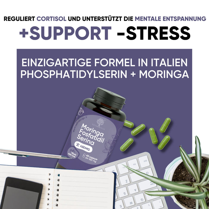 Phosphatidylsérine 450 mg + Moringa | Cortisol, stress