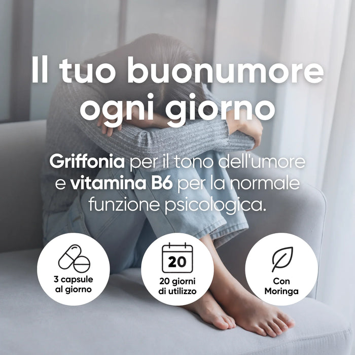 Griffonia pour l'humeur et vitamine B6 pour des fonctions psychologiques normales