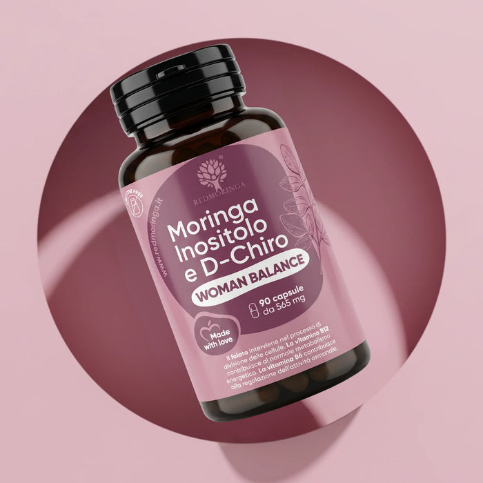 Flacon Woman Balance RedMoringa au Moringa, myo-inositol et D-chiro-inositol, complément ovaire polykystique, 90 gélules