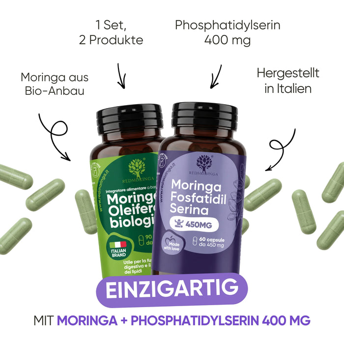 Set Low Cortisol : Moringa et Phosphatidylsérine 400 mg, formule unique