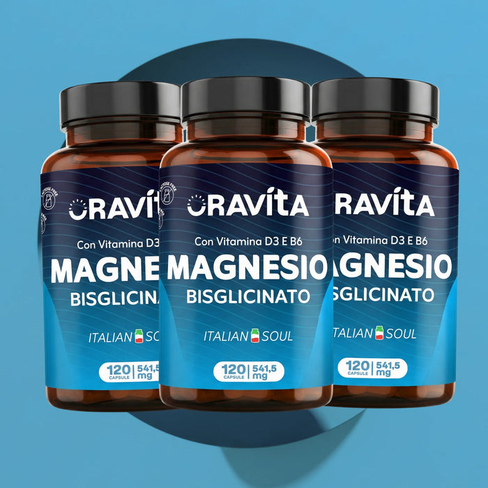 Magnesium Bisglycinate 450mg + Vitamine D3 & B6 | 120 Gelules Vegetales