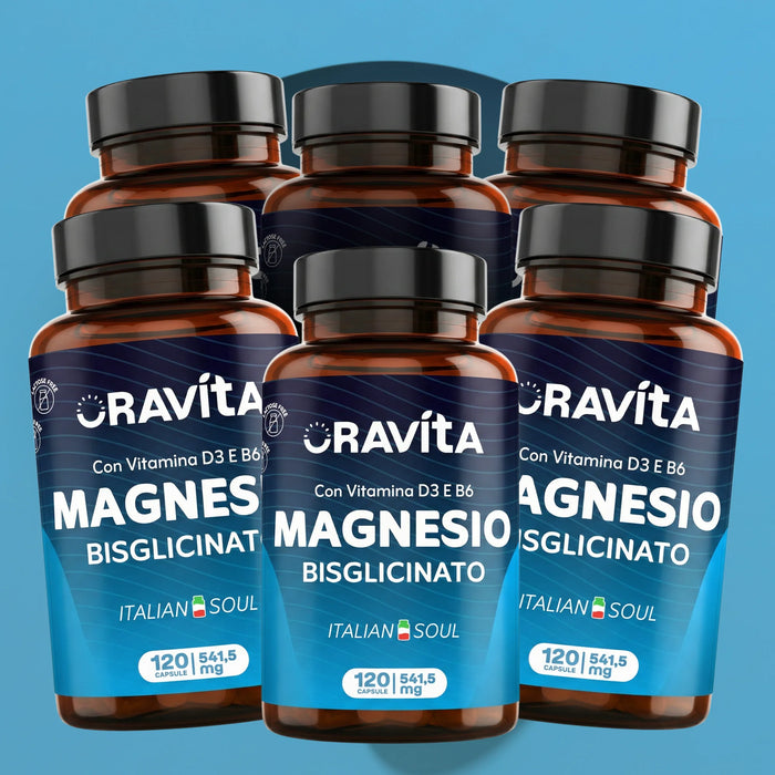 Magnesium Bisglycinate 450mg + Vitamine D3 & B6 | 120 Gelules Vegetales