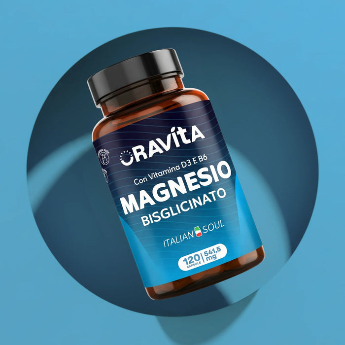 Magnesium Bisglycinate 450mg + Vitamine D3 & B6 | 120 Gelules Vegetales