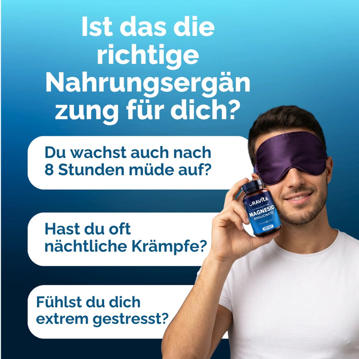 Magnesium Bisglycinat ORAVità für alle, die sich müde aufwachen, unter Nachtskrämpfen oder hohem Stress leiden