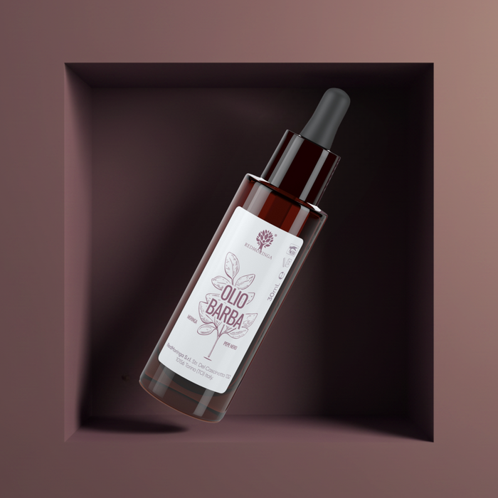 Olio barba naturale RedMoringa nutriente e ammorbidente, ideale per idratare la pelle e rendere la barba morbida e curata.