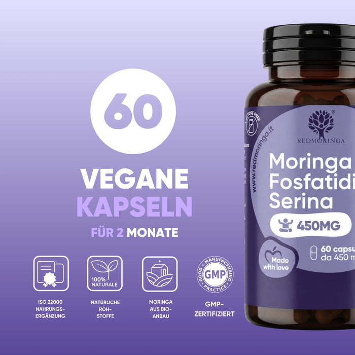 60 gélules végétales pour 2 mois, ISO 22000 et GMP, Moringa d'origine biologique