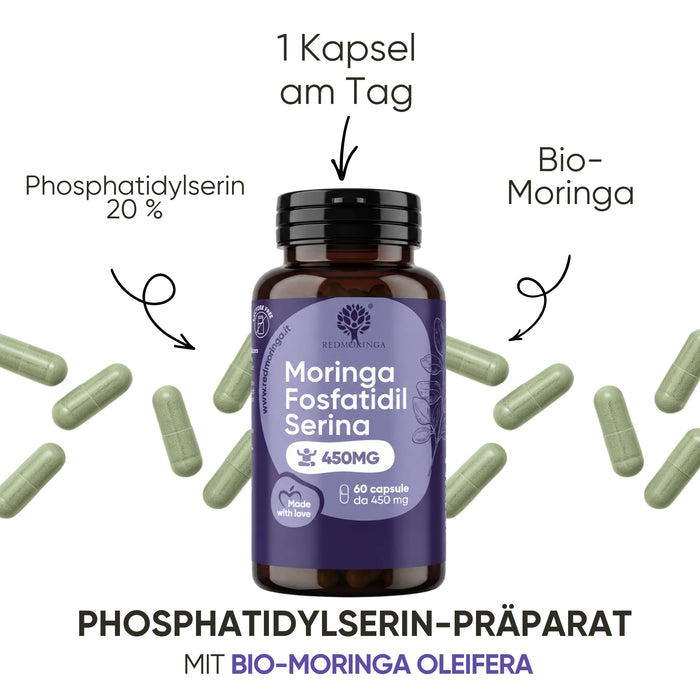 Complément de phosphatidylsérine avec Moringa Oleifera bio, 1 gélule par jour
