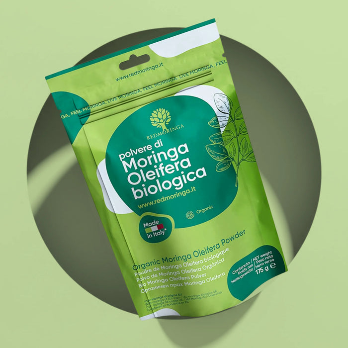 Poudre de Moringa Bio 175 g | Riche en fibres, très pauvre en sodium