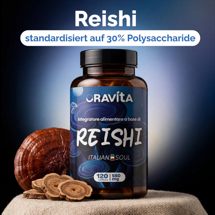 Reishi Kapseln ORAVità titriert auf 30% Polysaccharide – Extrakt mit dem natürlichen Langlebigkeitspilz