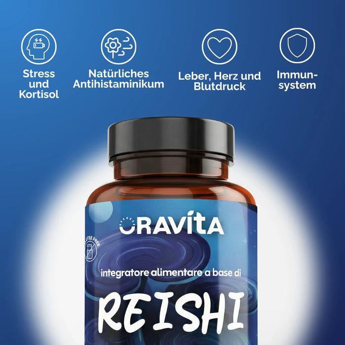 Reishi Kapseln ORAVità: Stress und Cortisol, natürliches Antihistaminikum, Leber-Herz-Druck, Immunsystem