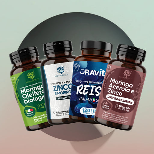 Set Défenses Immunitaires : Moringa bio, Zinc + Moringa, Reishi Oravita et gélules Acérola-Zinc