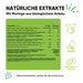 Detaillierte Nährwerttabelle für biologisches Moringa-Pulver von RedMoringa. Angabe der Durchschnittswerte pro 100g und pro Tagesdosis (3 Kapseln). Eine Tagesdosis enthält 1260 mg Moringa-Pulver.